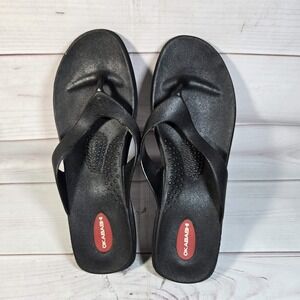 Okabashi Thong Sandals Comfort Massage Arch Support Black Flip Flops‎